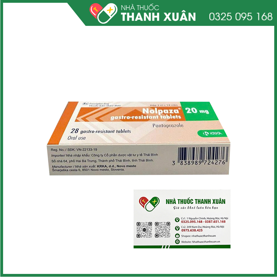 Nolpaza 20mg điều trị và dự phòng trào ngược dạ dày, thực quản